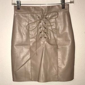 Tie Up Leather Skirt